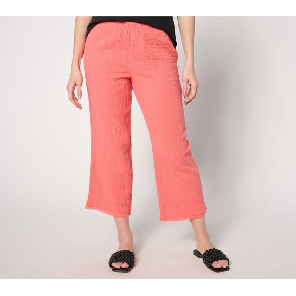 Summersalt Women's Plus Sz Pants 4X Cotton Gauze Frayed Edge Pant Pink A646268